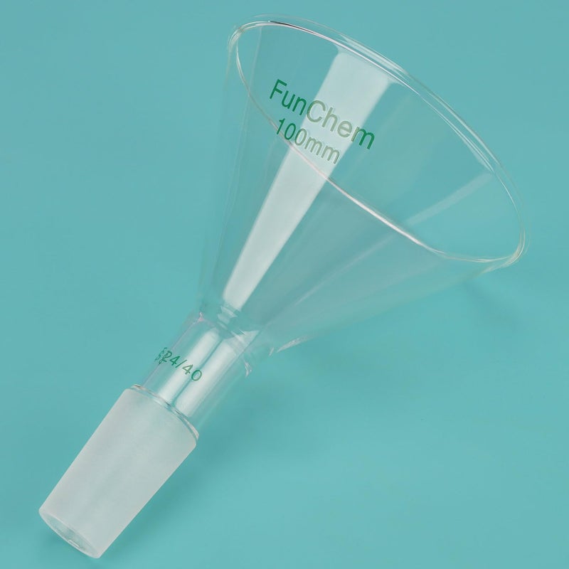 FunChem Glass Short Stem Powder Funnel with O.D. 100 mm at Top, Durable Borosilicate Glass Filter with 24/40 Inner Joint - Image 4